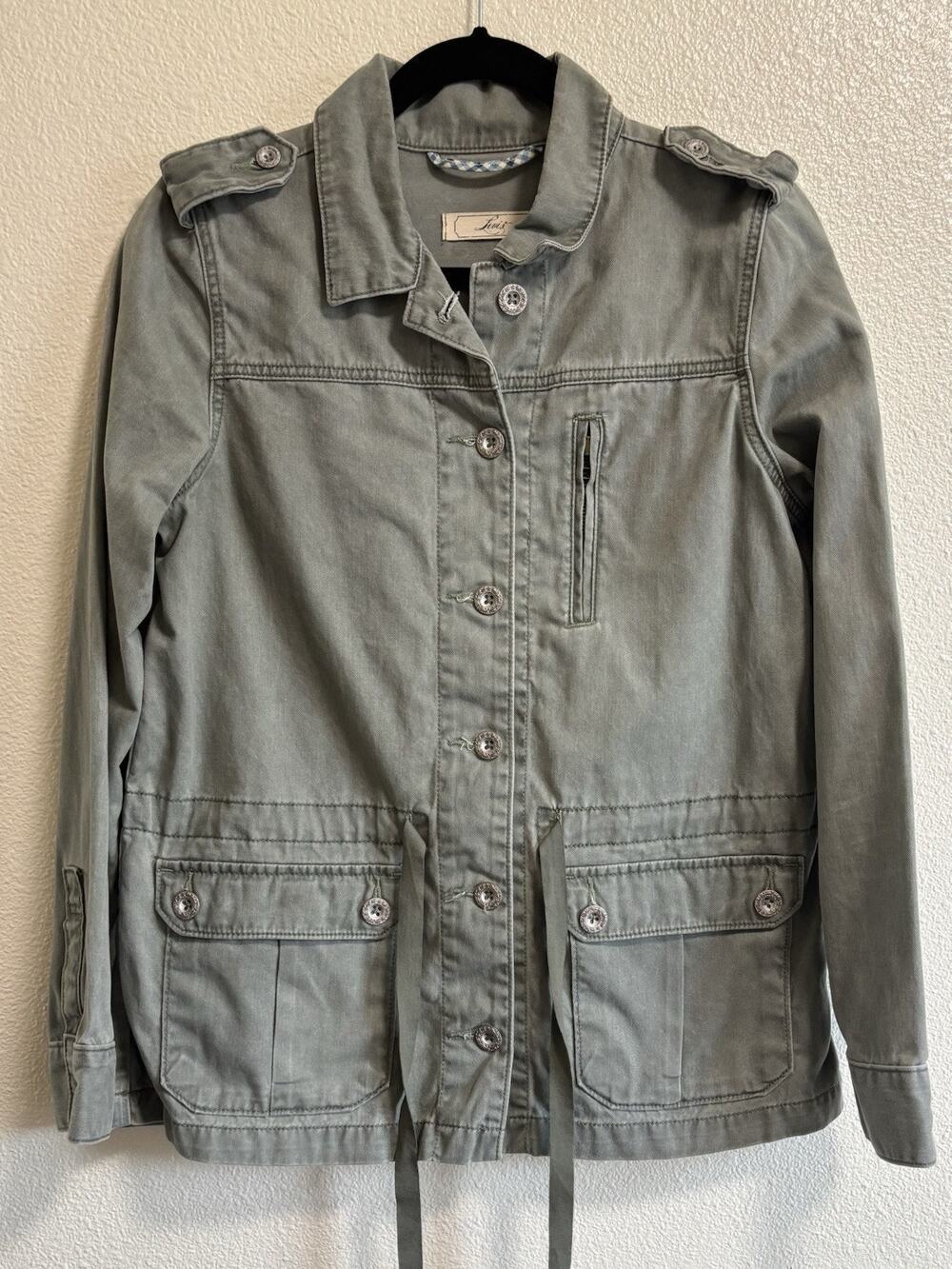 VTG Levi's Utility Jacket Green Hooded Drawstring Chore Gremlin Y2K Women’s Sz M